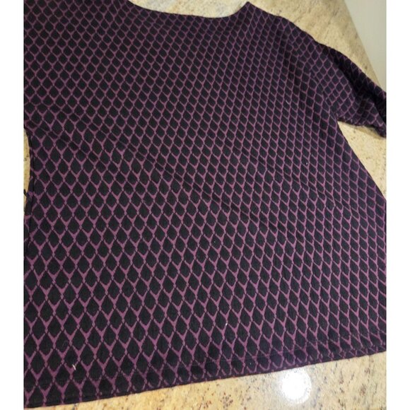 New! ECI Size L Sweater Black Purple Embellished Neck Rhinestone Geometric - Picture 15 of 16